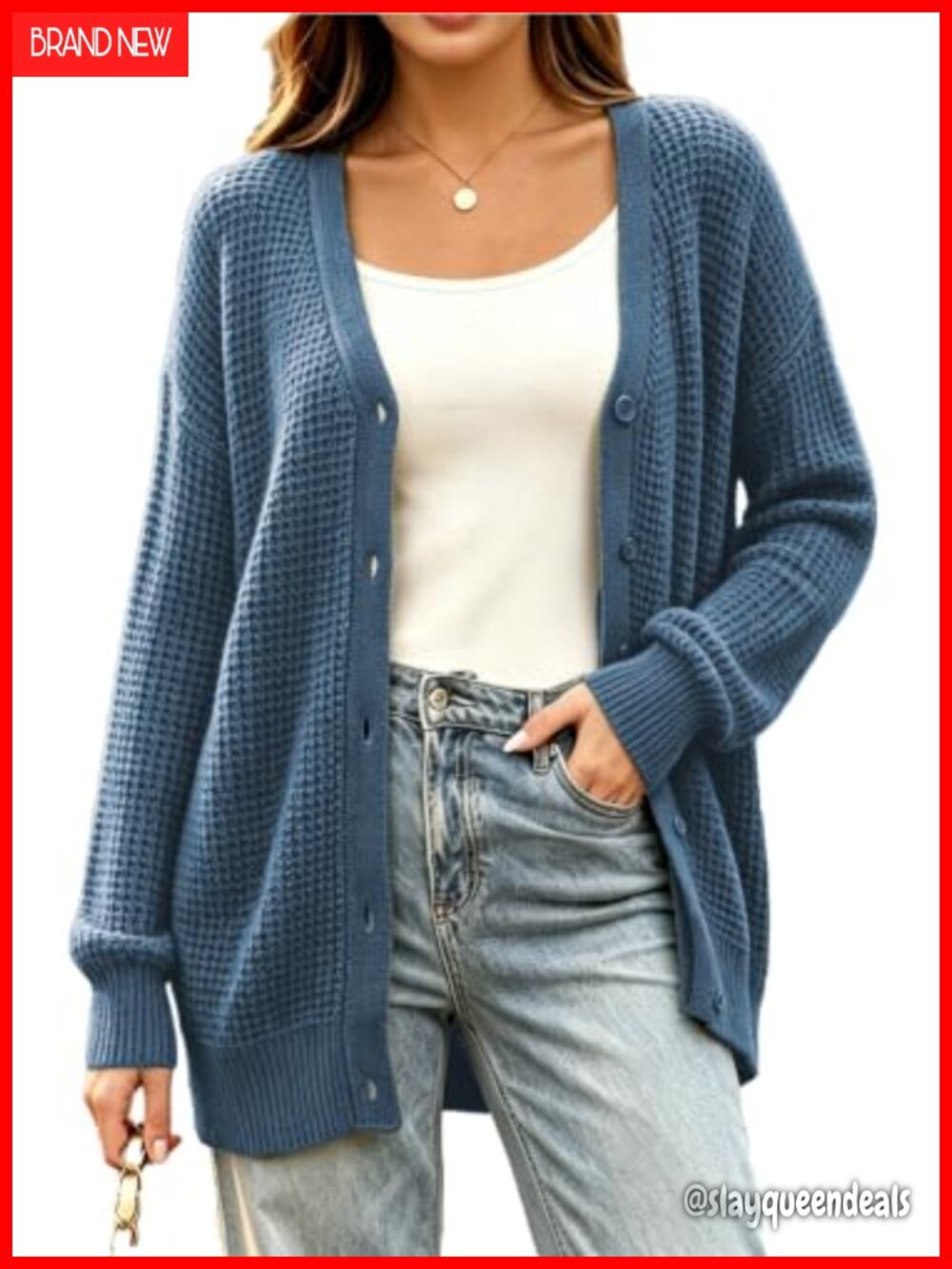 Womens Chunky Knit Cardigan Button Up Oversized Sweater Coat